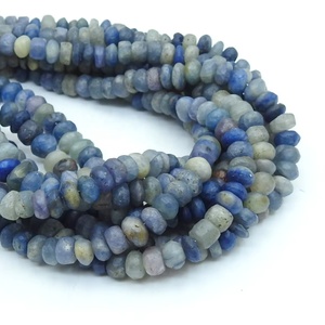 Perles rondes en saphir bleu - Finition mate polie - Fil de 16 pouces - Pour la fabrication de bijoux - Fournitures pour grossistes - Pierre naturelle - Fournisseur tiers - Product Image 1