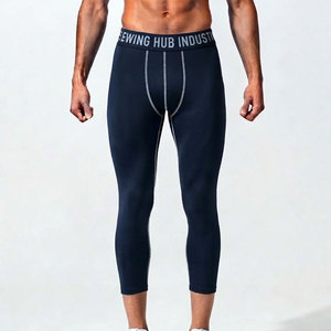 Legging de compression personnalisé pour homme avec coutures croisées, extensible dans quatre directions, léger, style Hip Hop, longueur au-dessus de la cheville, collant flexible - Product Image 1
