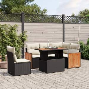 Grand ensemble de canapés de jardin modulaires en rotin PE noir, collection de meubles d'extérieur élégante - Product Image 1