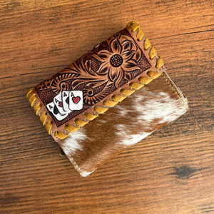 Véritable Western Designer En Cuir Outillé À La Main Femmes Embrayages Élégant Sac À Main Vente Chaude Véritable Cuir De Vachette Mince Titulaire De La Carte Portefeuilles - Product Image 2