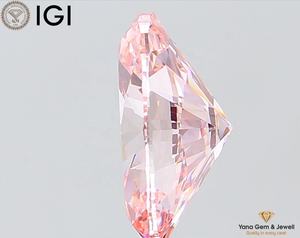 เพชรทรงรี CVD ผลิตในห้องปฏิบัติการ สีชมพูสดใส ระดับความสะอาด VS2 พร้อมใบรับรอง IGI น้ำหนัก 3.50 กะรัต เหมาะสำหรับติดตั้งเป็นเพชรเม็ดเดี่ยว - Product Image 3