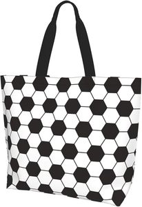 Soccer <b>Tote</b> <b>Bag</b> <b>Large</b> Capacity <b>Canvas</b> Football Print Carry <b>Bag</b> Reusable Shopping <b>Tote</b> Durable Sports Travel Use - Product Image 3
