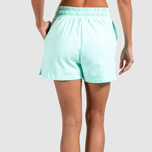 Shorts décontractés pour femme en coton 100% menthe, taille haute élastique avec cordon de serrage, couleur unie, anti-plis, poches, respirants, pour l'été - Product Image 2