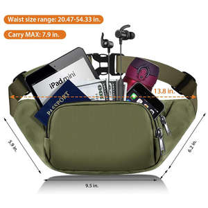 Riñonera Grande Impermeable de Poliéster para Hombre y Mujer, Bolso Cruzado de Pecho con 3 Bolsillos con Cremallera, Riñonera Deportiva de Viaje - Product Image 2