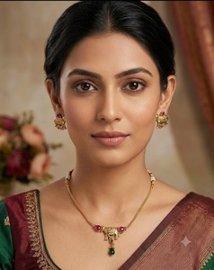 Cow Motif Necklace With Coordinating Earrings South <b>Indian</b> Temple Jewelery <b>Set</b> Gold Plated Brass Based Jewelery <b>Set</b> Manufacturer - Product Image 3