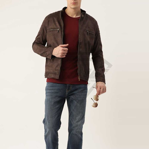 Premium Quality Brown <b>Suede</b> Leather Biker <b>Jacket</b> For Men Slim Fit Vintage Motorcycle Coat Exclusive Custom Winter Outerwear - Product Image 2