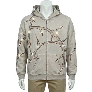 Sudadera con Capucha Gris para Hombre, de Forro Polar, con Estampado de Corona Brillante, Informal, para Invierno, de Spandex/Algodón, Ecológica, Transpirable y de Secado Rápido - Product Image 2