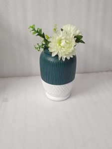 Décoration de maison et de jardin artisanale Grande ferme moderne Blanc et sarcelle Vendable 100% Vase indien en bois de manguier pots de fleurs et jardinières - Product Image 4