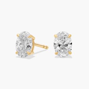 14K White Gold Oval Cut Lab Grown Diamond <b>Stud</b> <b>Earrings</b> - Product Image 4