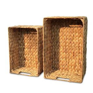 Eco-friendly <b>Storage</b> <b>Basket</b> from Natural Fiber Water Hyacinth with Sturdy Built-in Handle <b>Rectangular</b> <b>Baskets</b> Made in Vietnam - Product Image 5