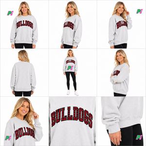 เสื้อสเวตเชิ้ตคอกลมโอเวอร์ไซส์สีเทาสำหรับผู้หญิง ปักลายตัวอักษร Bull Dogs ผ้าคอตตอนผสม ถักแบบสั่งทำพิเศษ - Product Image 6