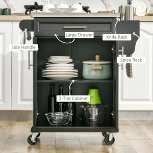 Isola da Cucina Moderna/Armadio Contenitore Portatile e Regolabile con Materiali in Legno e Metallo, Design Impermeabile - Product Image 3