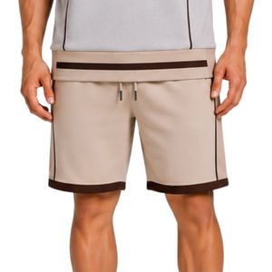 <b>Mens</b> Light Grey Beige Dark Brown Sleeveless Hooded Tracksuit <b>Set</b> Custom Logo Gym Fitness Training Sports <b>Hoodie</b> <b>And</b> <b>Shorts</b> - Product Image 6