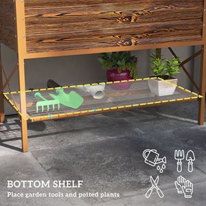 Fioriera Rialzata in Acciaio Zincato Marrone Scuro 100x50x25 cm con Ripiano Portaoggetti, Arredo da Giardino in Metallo - Product Image 5