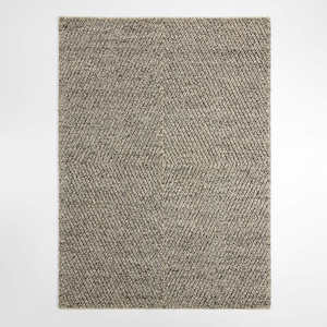 Tapis en laine beige moderne personnalisable, tissé à la main, style bouclé épais, lavable, couleur crème, pour la maison ou le salon - Product Image 1