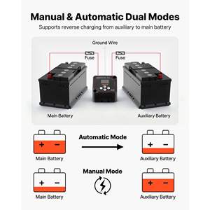 Kit d'isolation de batterie double 12V 140A avec relais sensible à la tension (VSR) manuel/automatique et voltmètre à écran LCD pour systèmes électriques de VR - Product Image 4