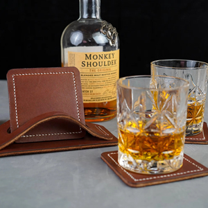 Juego de 8 Posavasos de Cuero Genuino, Redondos, para Bebidas, Accesorios de Bar de Lujo para el Hogar, con Logotipo Personalizado, GLC-0026 - Product Image 1