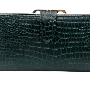 WRIZA Croco <b>Print</b> Genuine Leather Women Wallet Clutch RFID Protection Daily Use <b>Large</b> Capacity Purse 10 Card Slots Fits 6.5 Inch - Product Image 1