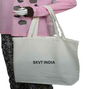 <b>Large</b> Capacity Fashion Tote Bag <b>Plain</b> Structured Sustainability Eco Friendly Recycled Organic Black Cotton <b>Canvas</b> Custom Printed - Product Image 1
