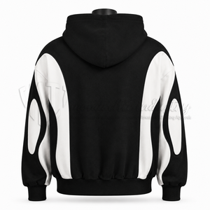 Sweat-shirt à capuche oversize pour homme, color block, manches raglan, design découpé, tissu French Terry, vêtement d'automne - Product Image 2