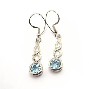 Pendientes Cruzados de Topacio Azul Cielo Natural, Plata de Ley 925, Regalo de Piedra de Nacimiento de Diciembre para Ella, Aniversario - Product Image 6