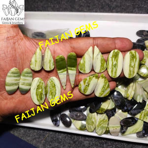 Vente en gros FAIJAN GEMS Serpentine verte de qualité AAA, cabochon en forme de poire, dos plat naturel, certifié par un tiers, taille personnalisable, en vrac 1 - Product Image 2