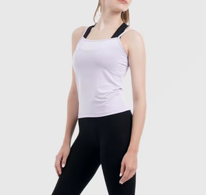 Women’s <b>Spaghetti</b> <b>Strap</b> Tank Top Custom Logo Plain Stretch Slim Fit Camisole Vest Top Gym Wear OEM Wholesale - Product Image 3