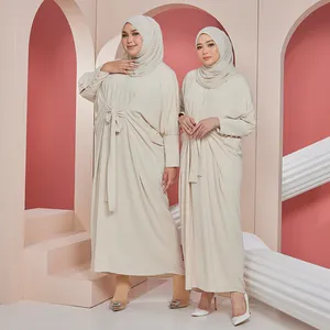 เดรสยาวมุสลิมแบบเรียบร้อย สีนู้ด แขนยาว สำหรับผู้หญิง สวมใส่ได้ทุกวัน ทำงานได้ ใส่สบาย ทรงหลวม ขายดีที่สุดในมาเลเซีย - Product Image 5
