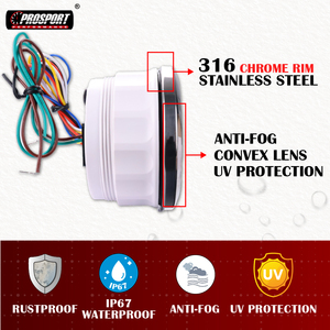 เกจวัดอเนกประสงค์ 4 in 1 ขนาด 80 มม. 3-1/8 นิ้ว 7 สี ไฟฟ้า 12V หน้าปัดสีดำ ไฟ LED สีขาว IP67 สำหรับยานยนต์และเรือ ทำจากสแตนเลส 316 - Product Image 4