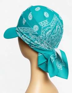 Teal Bandana <b>Style</b> Cap With Vintage Print Sun Protection Outdoor Casual Unisex Hat - Product Image 5
