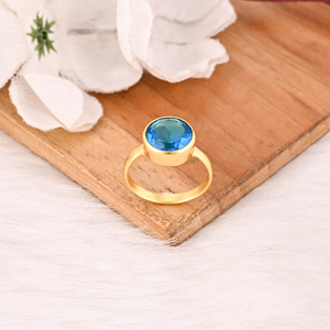 Blue Topaz Hydro <b>Adjustable</b> <b>Ring</b> Handmade Gemstone Jewelry for Women - Product Image 4