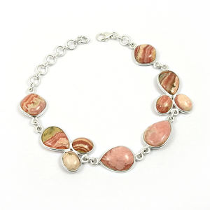 Personalized Hand Crafted Rhodochrosite Gemstone Trendy 925 Sterling Silver <b>Bracelets</b> Unisex Dainty <b>Bracelets</b> Wholesale OEM ODM - Product Image 3