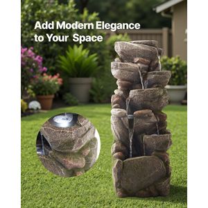 Fuente de Agua en Cascada con Forma de Roca LED de 7 Niveles para Exteriores, 38.98 Pulgadas de Altura, de Pie, Categoría de Producto - Product Image 2