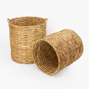 Handwoven Round Water Hyacinth Storage Basket <b>Bins</b> Handmade Natural Weave Sustainable Home Organizer Wholesale Bulk Supplier - Product Image 1
