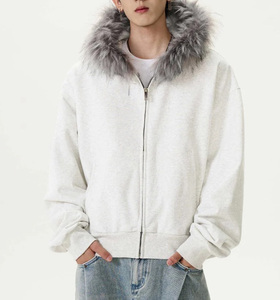 เสื้อฮู้ดซิปผู้ชาย ผ้าฟลีซขนสัตว์ 100% ผ้าฝ้าย แขนยาว อุ่นสบาย เหมาะสำหรับกิจกรรมกลางแจ้ง เสื้อโค้ทขนฟู มีฮู้ด - Product Image 2