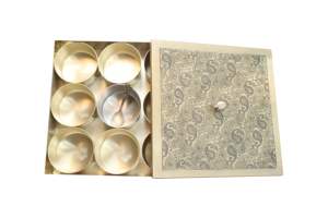 Square Brass Masala <b>Box</b> for Kitchen Handcrafted Spice Organizer with 9 Containers and Spoon Traditional Indian Masala Dabba - Product Image 2