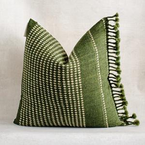 2024 último diseñador de rayas al por mayor fundas de cojines funda de cojín bordado funda de almohada de algodón borlas y pompón - Product Image 4