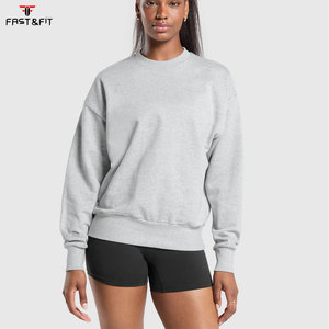 Wholesale OEM <b>Drop</b> Shoulder Breathable Embroidered Fitness Sport Women Sweatshirt Outdoor Casual Cotton Oversized Sweatshirts - Product Image 6