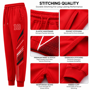 Pantalon de survêtement rouge ample en coton/polaire pour homme – Prix de gros - Product Image 6