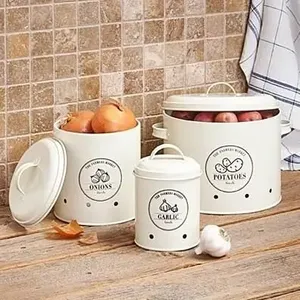 Vintage farmhouse style decorative metal kitchen <b>canister</b> set for dry food storage like <b>sugar</b> <b>coffee</b> <b>tea</b> flour snacks - Product Image 5