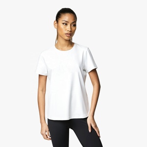 T-shirt d'été personnalisé 100% coton biologique pour femme, coupe ajustée, respirant, tendance, haut à manches courtes pour filles, broderie, chemise pour femme - Product Image 1