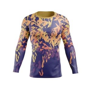 Custom <b>Compression</b> <b>Shirt</b> <b>Mens</b> Rash Guard Long Sleeve Gradient Print Quick Dry Gym Fitness Running Base Layer Tight Sportswear - Product Image 2