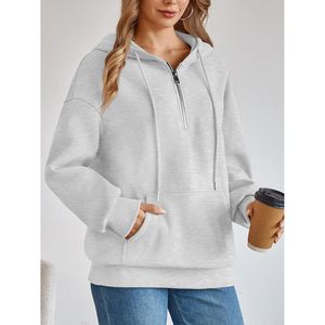 เสื้อสเวตเชิ้ตผ้าฟลีซแบบครอปท็อปมีฮู้ด ซิปครึ่งตัว ไซส์ XS สำหรับผู้หญิง แฟชั่นฤดูใบไม้ร่วงปี 2025 สไตล์น่ารักแบบ Y2K - Product Image 6