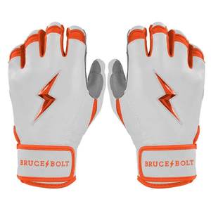 Bruce <b>Bolt</b> White Orange Batting Gloves Padded <b>Hook</b> And Loop Closure Unisex Adult Training Glove - Product Image 1