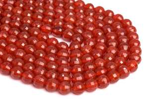 Perles de cornaline de 8 mm, qualité supérieure, pierres précieuses naturelles authentiques, micro-facettées, coupe carrée, perles rondes en vrac, lot en gros - Product Image 4