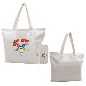 Bolso Tote de la Antigua Matrona de la Estrella Blanca del Este (OES) |   Bolsa de Mano Bordada con Cierre de Cremallera Impermeable Hecha a Medida - Product Image 1
