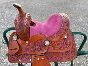 Genuine Leather Western Horse Saddle Wood Tree Nickel-Plated Hardware Softy Seat Trail Racing | Classic <b>Equestrian</b> Gear | - Product Image 5