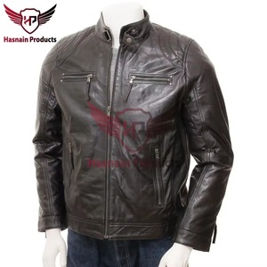 Chaqueta de Cuero Genuino Negra para Hombre, Corte Ajustado, Estilo Motero, Cafe Racer, de Piel Vacuna, con Hombreras Acolchadas, Diseño Clásico y Personalizado - Product Image 2