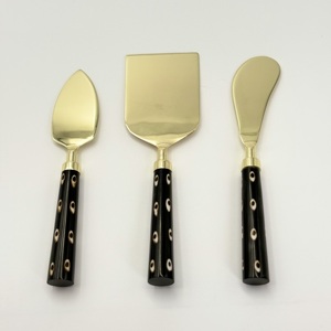 High Quality Stainless Steel <b>Cheese</b> Tools <b>Set</b> Gold PVD Finish with black Resin Handle Eco - Friendly Dishwasher Safe <b>Cheese</b> <b>Set</b> - Product Image 1
