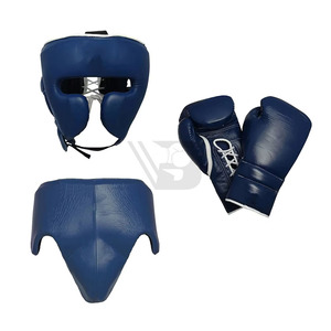 Ensembles d'entraînement de boxe en cuir de haute qualité à prix abordable avec logo personnalisé, gants rembourrés EVA/PU, casque de protection, protège-guêtres pour combattants MMA - Product Image 1